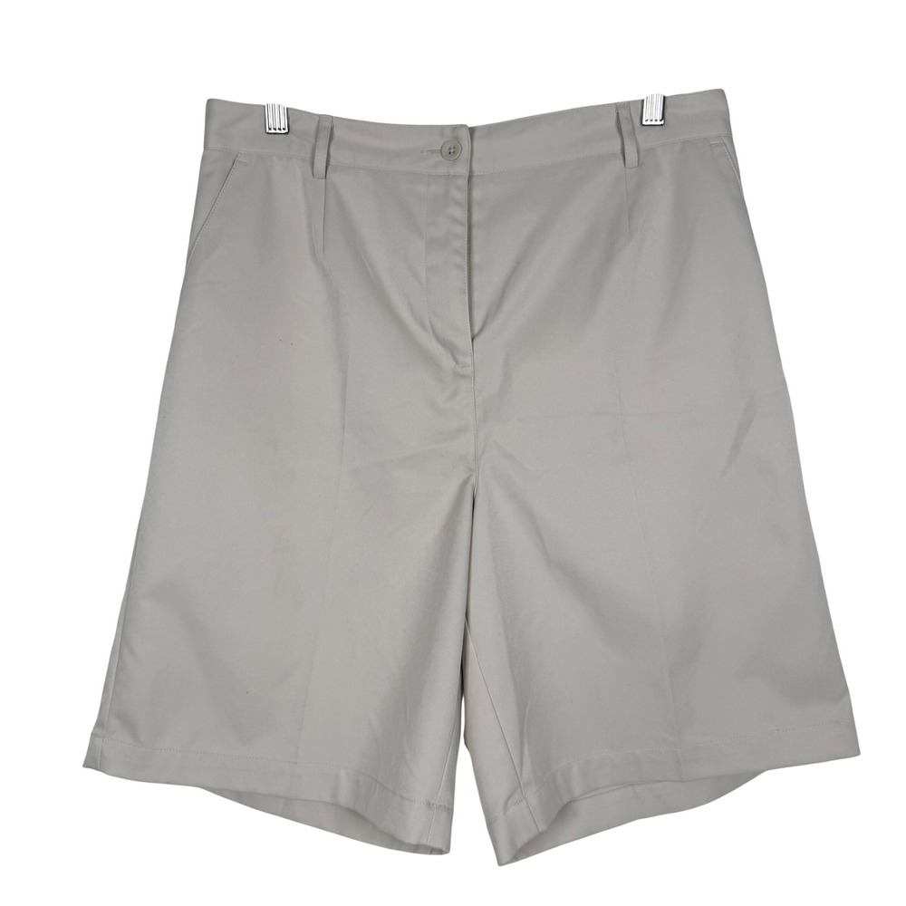 Talbots Bermuda Shorts Womens 12 Beige Classic High Rise Elastic Back Pockets